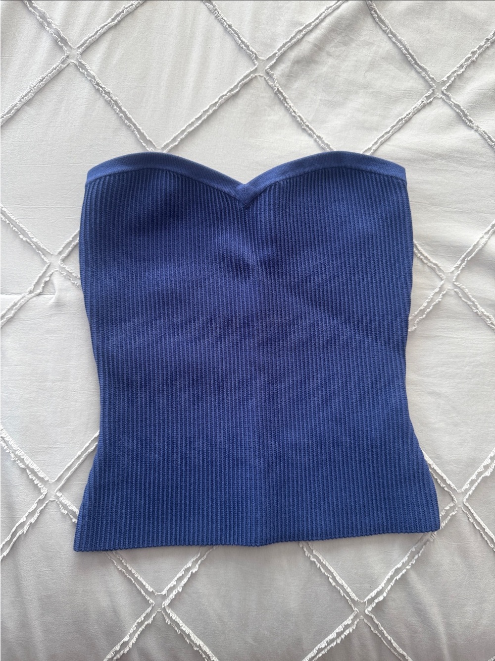 Aritzia Babaton Ribbed Strapless Bustier Top - Blue